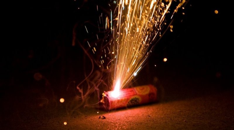 A freeze frame of fireworks.