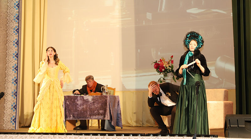 Сцэна з мінулагодняй прэм’еры – спектакля “Юбілей” па п’есе А.П. Чэхава.