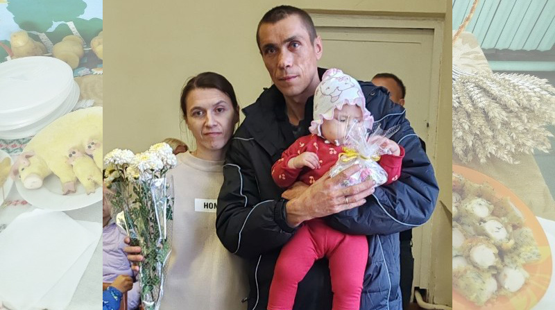 Самая маленькай жыхарка Барсукоў Мілана Бабіч з бацькамі.