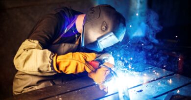 Cutting metal with plasma equipment on plant.